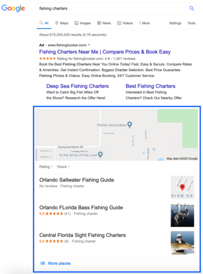 Fishing Charter Local SEO Example