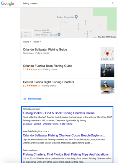 Fishing Charter Organic SEO Example