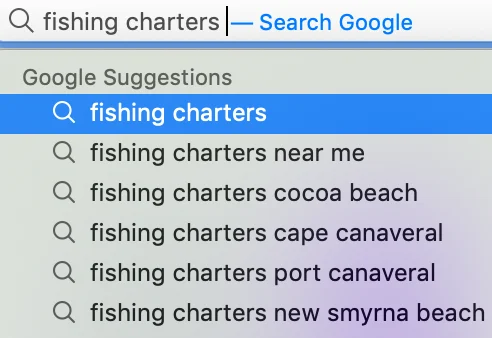 Fishing Charters Search