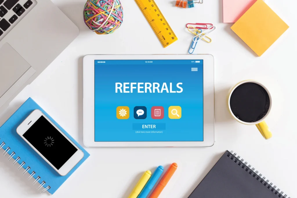 REFERRALS CONCEPT ON TABLET PC SCREEN