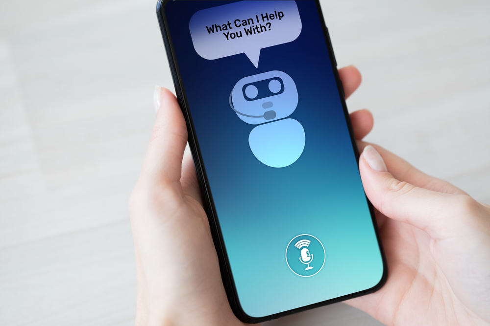 Customer and chatbot dialog on smartphone screen. AI. Artificial intelligence and service automation technology concept. Depositphotos 302339054 S