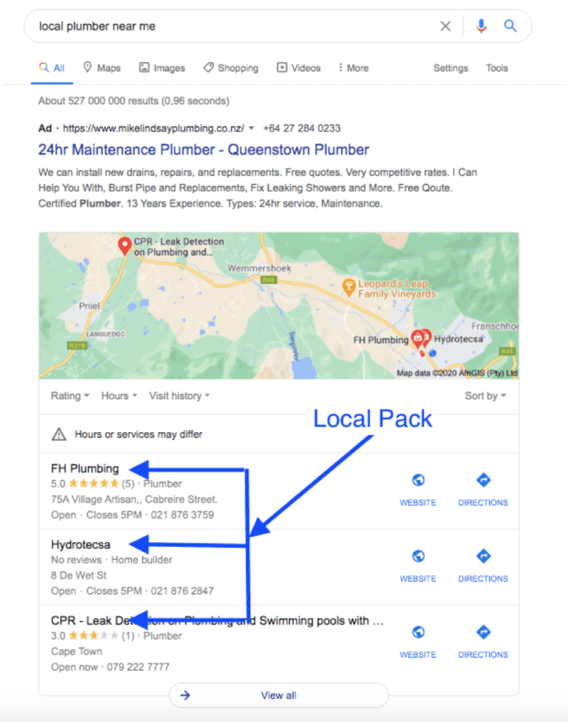 plumber marketing for a potential customer to find you in Google Business Profile's Local Pack ranking