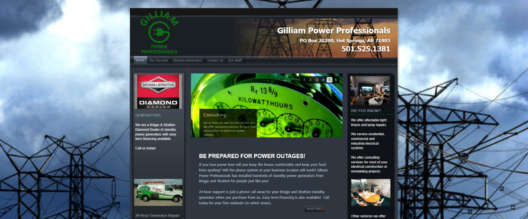 Gilliam Power Professionals Website Launch 2 Gilliam Before