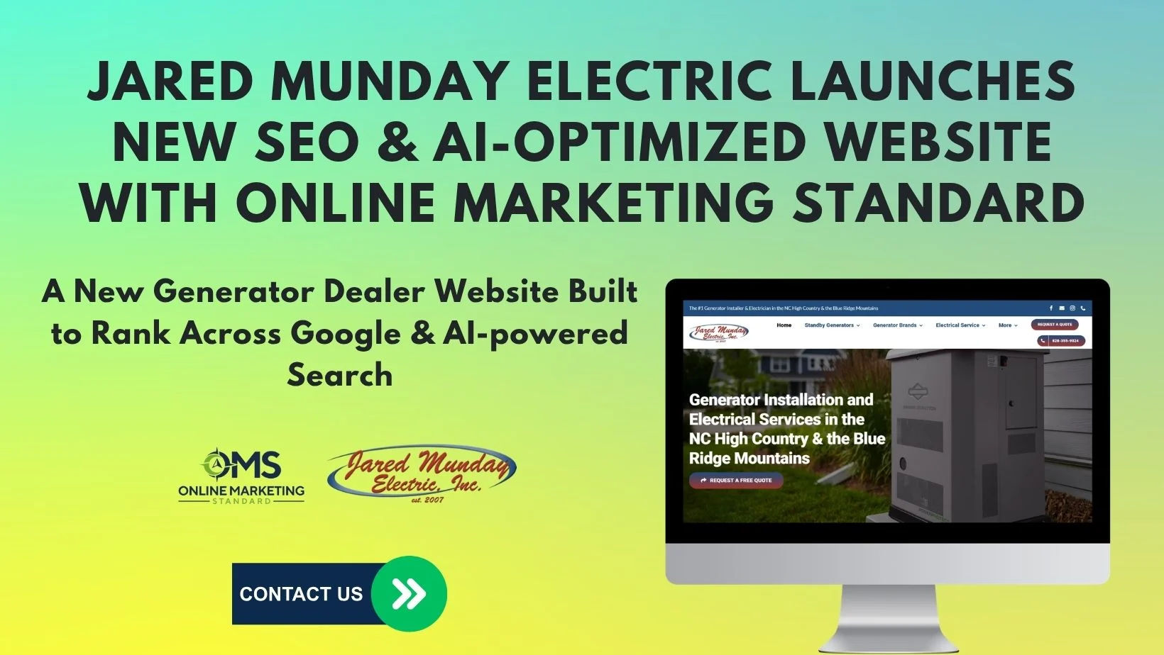 Online Marketing Standard helping service-based businesses Jared Munday Electric Launches New SEO & AI-Optimized Website with Online Marketing Standard